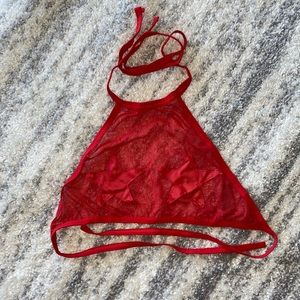 Sexy red cropped halter top